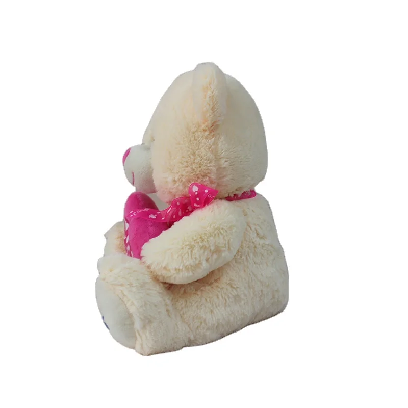 Wholesale Valentines Gifts Girls Huggable Handmade Stuffed Plush Toy Bear with Rink Embroidery Heart