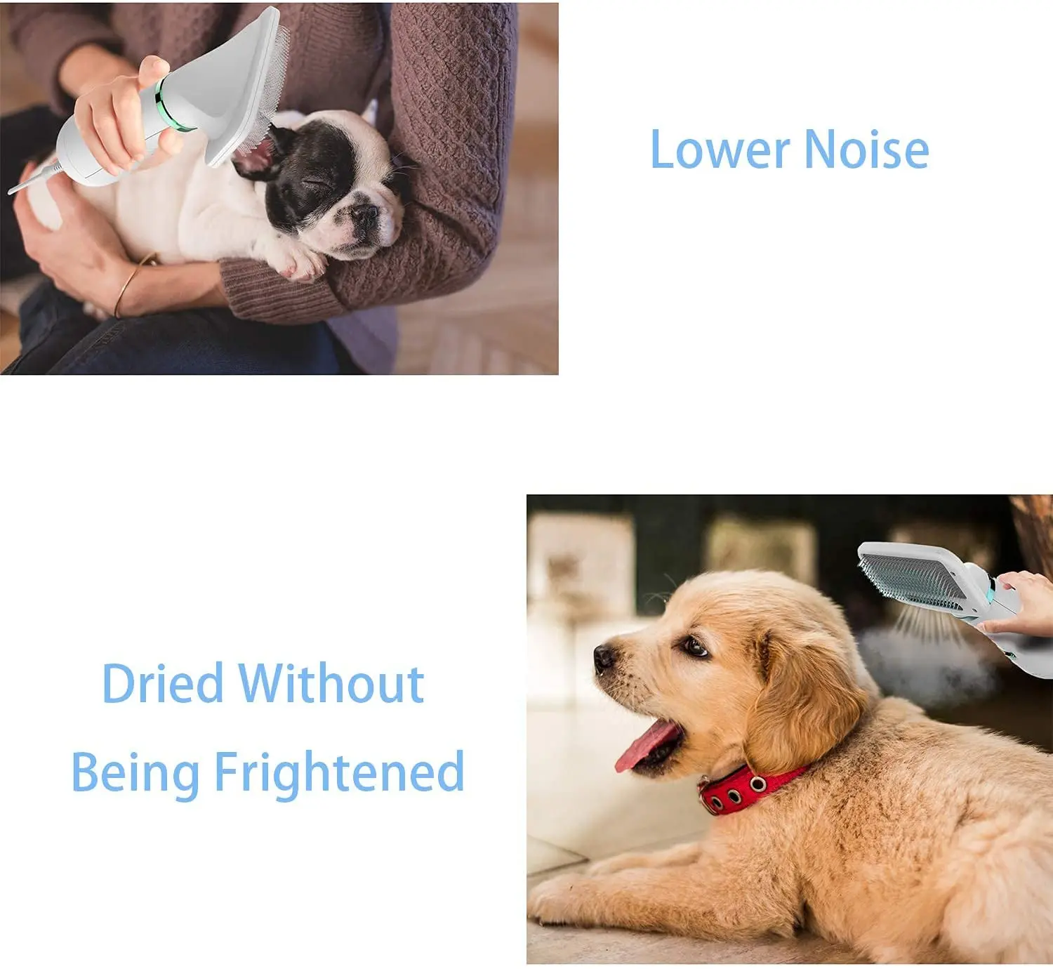 
dog dryer Pet Hair Dryer, Quiet, 2 Heat Settings & Portable Dog Dryer with Slicker Brush 