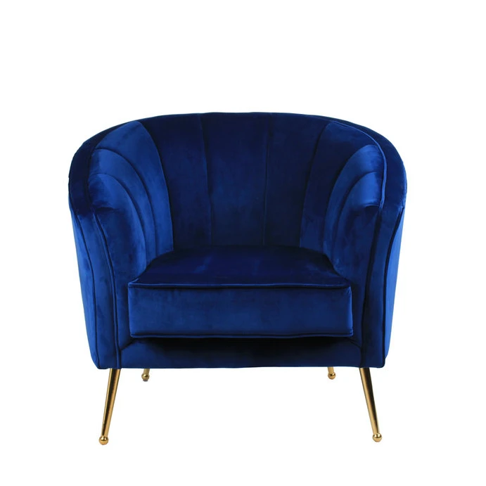 
Modern Wholesales Furniture Sofa Lounge Navy Blue Velvet Tub shaped Armchair Accent Chair 