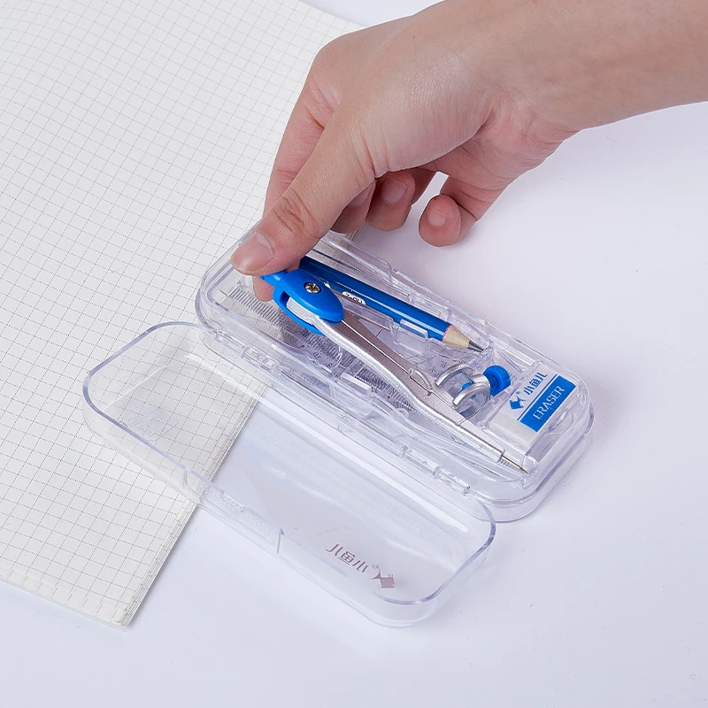 Набор школьных компасов с геометрическим рисунком, комплект из 7 предметов для студентов, портативные профессиональные инструменты для рисования