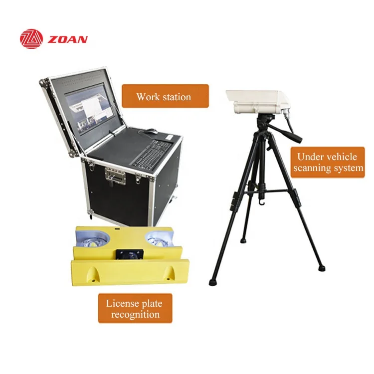 Checking machine under vehicle scanner inspection and car plate number recognition camera