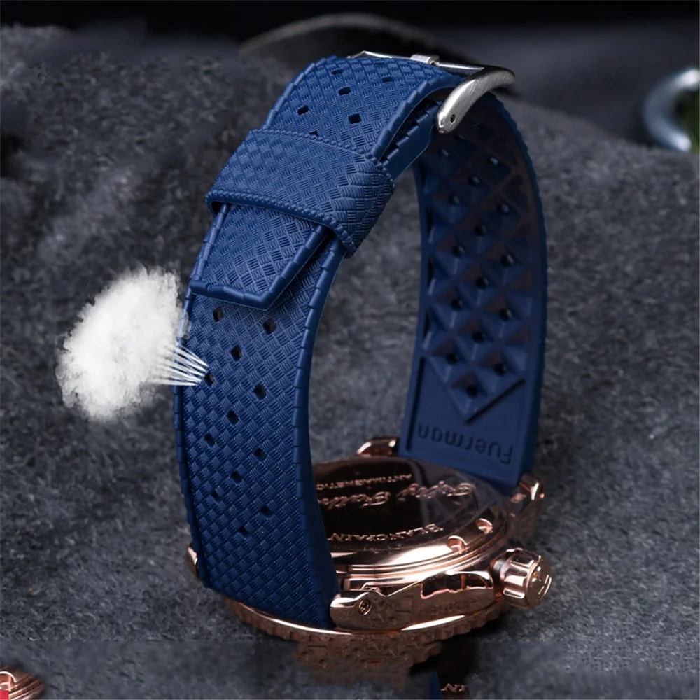 20mm 22mm Premium-Grade Tropic Rubber Silicone Watch Strap for  SRP777J1 Men Sport Diving Breathable Wrist Band Bracelet