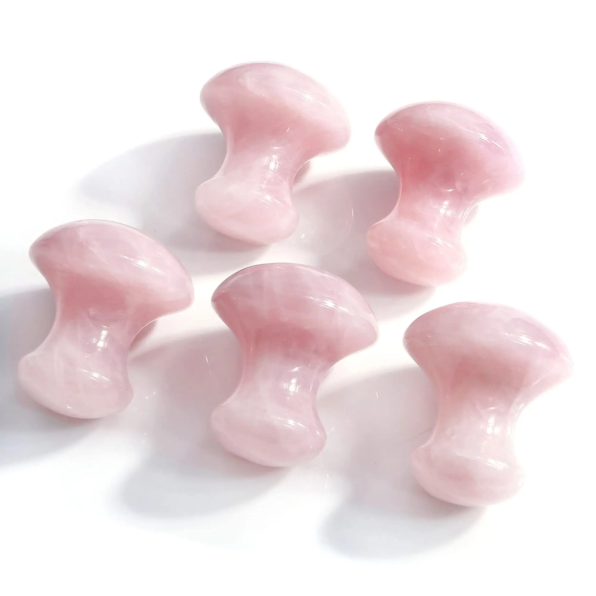 Natural Rose Quartz Mushroom Shape Gua Sha of Spa Relaxing Meditation Guasha Scraping Massage Tool