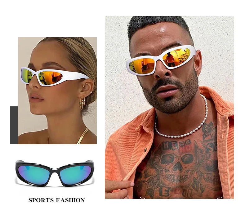 Super Hot Y2K Outdoor Cycling Sports Women Sunglasses 5119 Fashion Cool Colorful UV400 Lens Punk Sun Glasses for Men