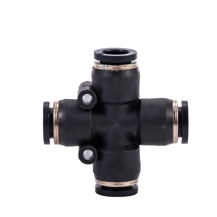 PZA Plastic Brass Pneumatic Cross Type Quick Connectors 4 Ways Pipe Coupler