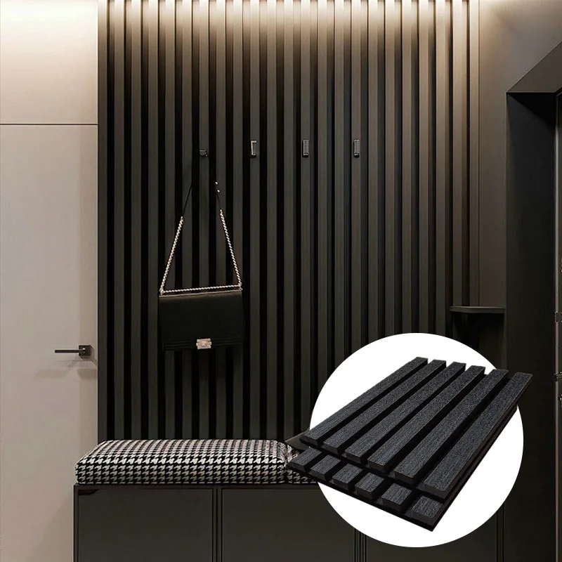 MDF Waterproof and Fireproof Interior Wall Design Natural Acoustic Panel Slat with Soundproof Function Wooden Panel Board