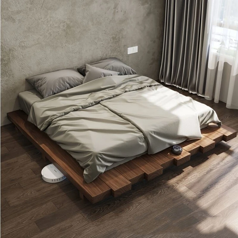 Japanese-style tatami bed floating bed frame tatami modern minimalist wabi-sabi platform double bed for bedroom furniture