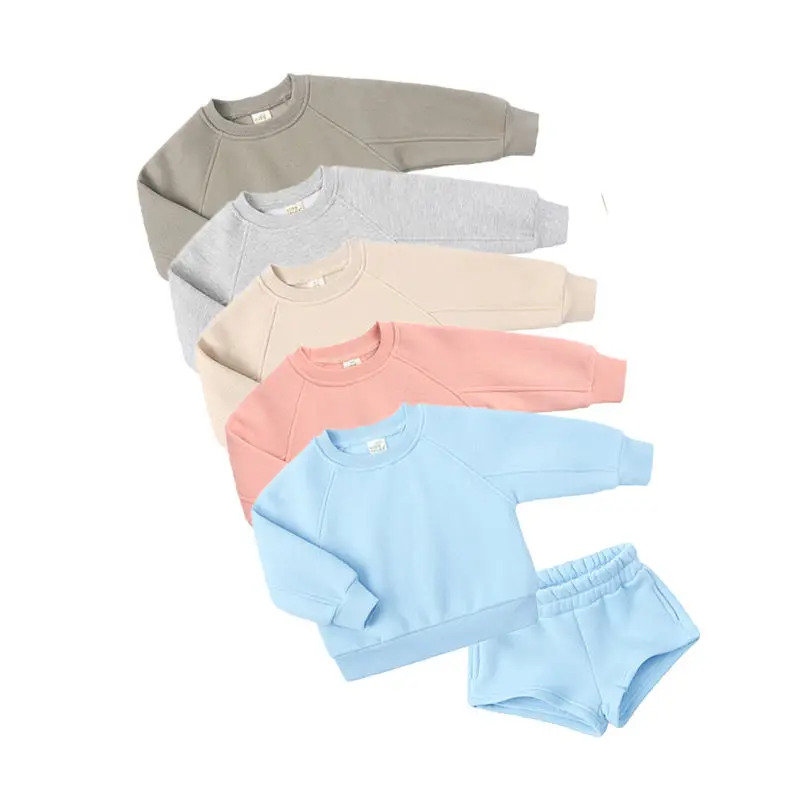 wholesale fleece cotton pullover track suit kids jogger set sport shorts toddler boy clothes children clothing sets