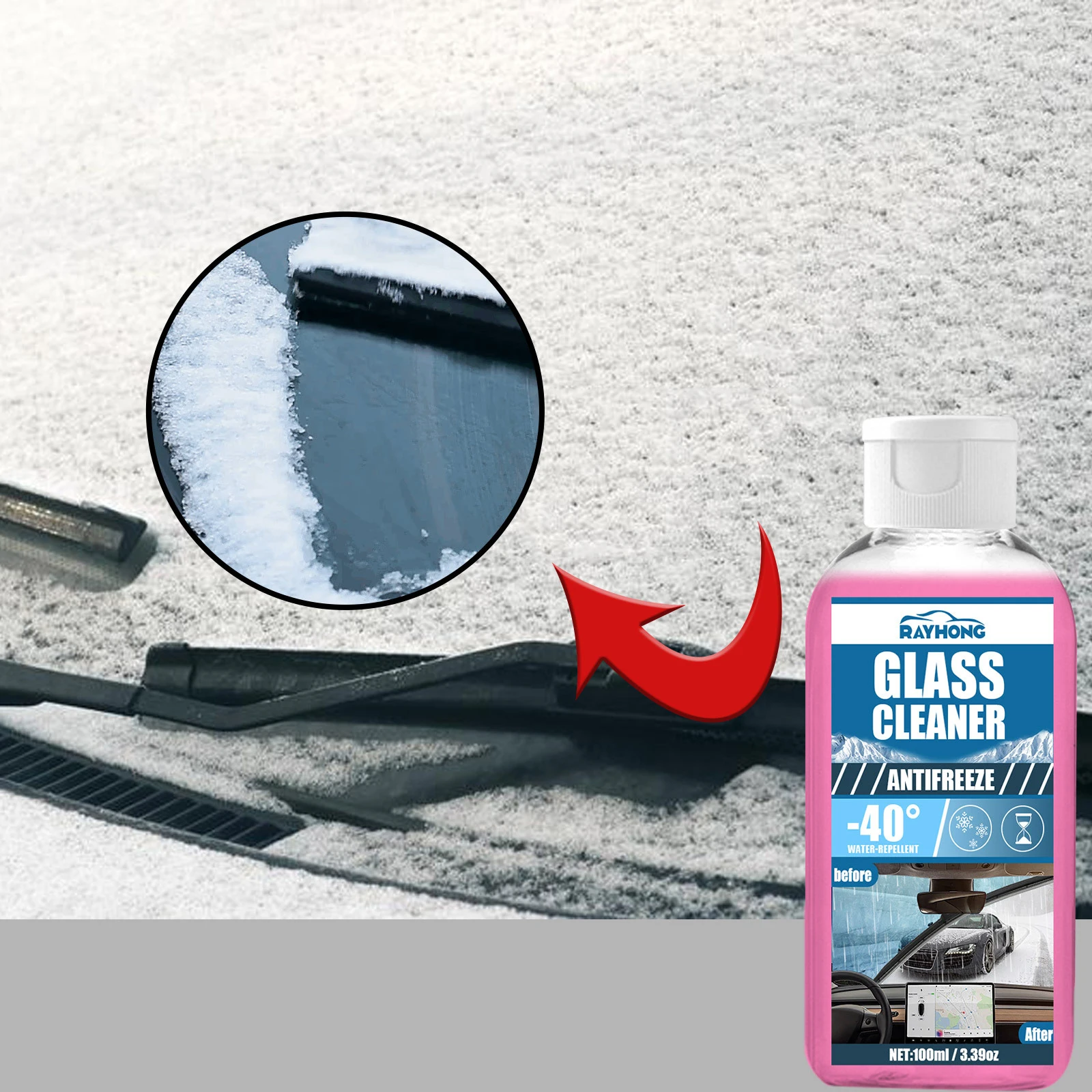 Rayhong Eco-friendly Antifreeze Cover Powerful Windshlid Antifreeze Sustainable Clear Car Care Glass Cleaner