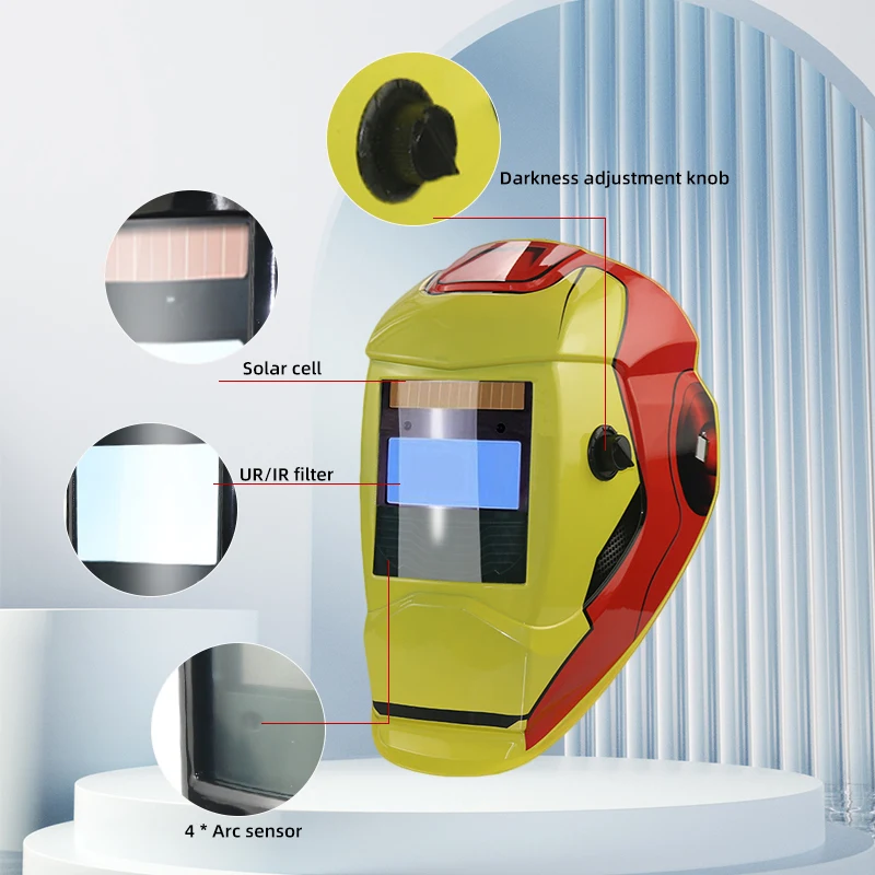 Biliquid Crystal Solar Welding Helmet 2 Arc Sensor Wide Lampshade 4/9-13 TIG MIG Replaceable Battery