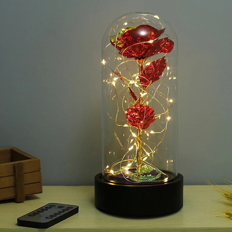 Beauty and The Beast Rose illuminated rose glass LED Lights with Music mothers day gifts
