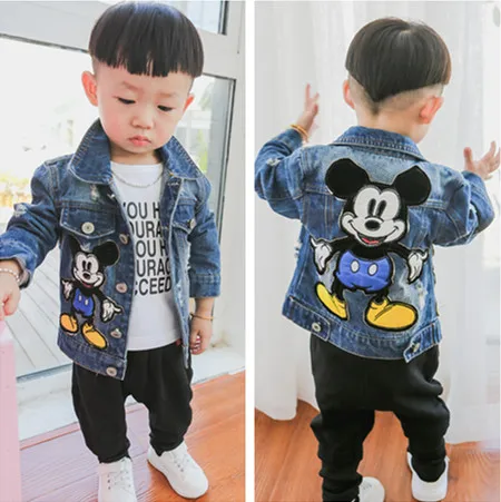 
Baby Boys Mickey Denim Jacket/ 2020 Spring Autumn Jackets Kids Cartoon Outerwear Coats For Boys Clothes Children Jacket 