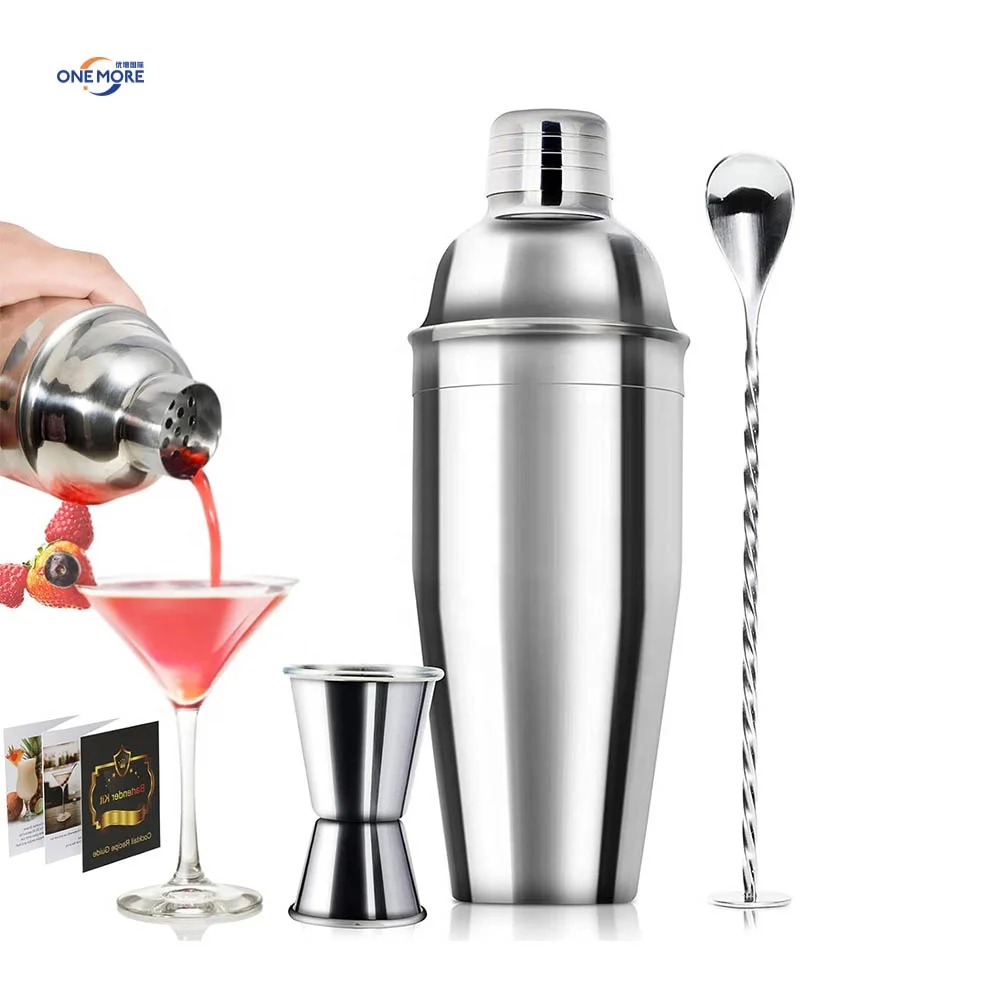24oz Cocktail Shakers Built-in Bartender Strainer Shaker Bar Set with Jigger & Spoon