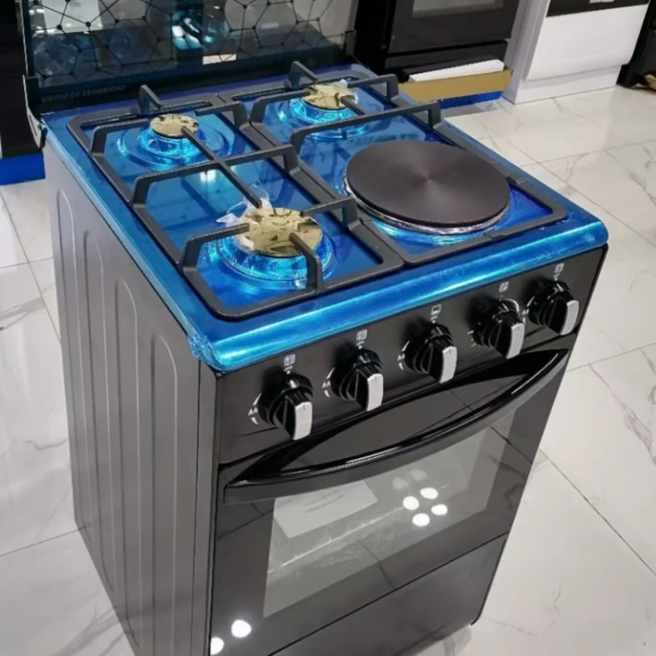 3 gas 1 electric multi-functional stove with gas oven oven integrated machine, oven with a grid rack, a tray