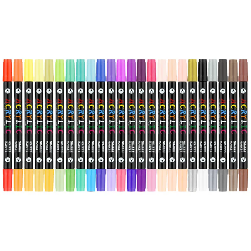 Creative diy Long lasting marker pen art graffiti 24 Dual Tip Permanent Brush Acrylic Paint Marker Pen set