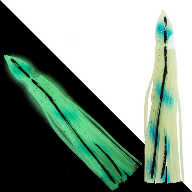50mm 90mm 115mm Rubber octopus fishing lure Silicone glow hoochie soft octopus lure luminous squid skirts for 5pcs/bag
