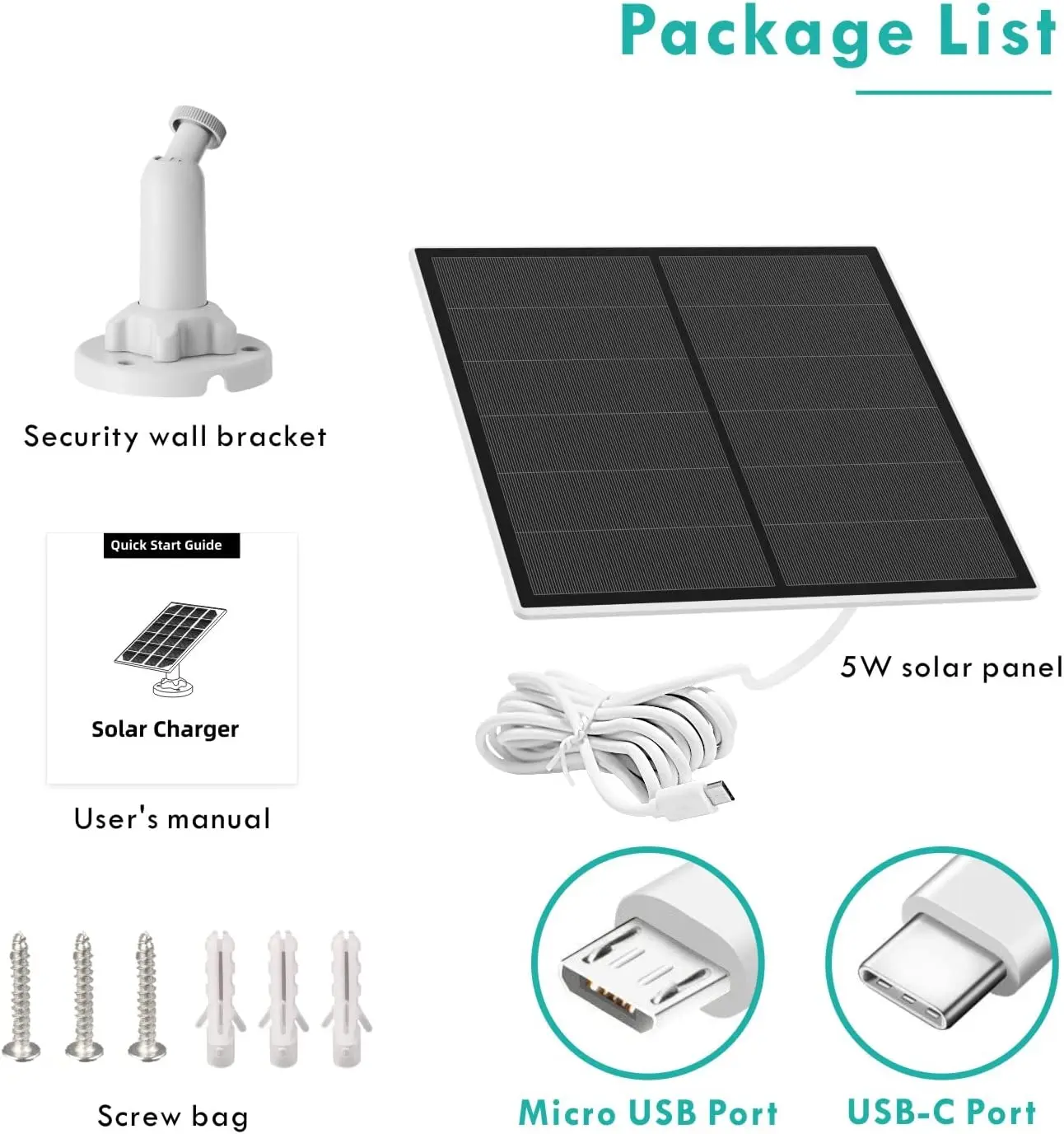 5W Portable Solar Panel 5V Solar Plate with USB Safe Charge  Battery Charger for Security Camera