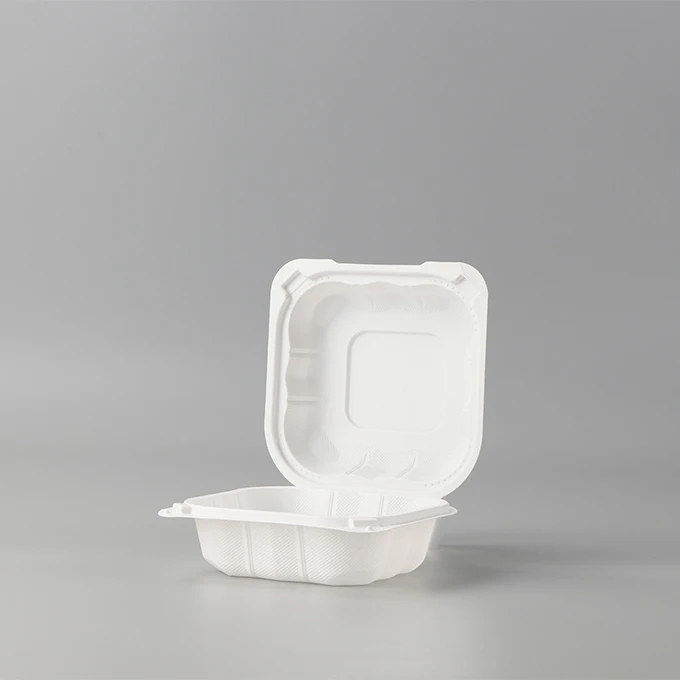 PP Clamshell Takeout Boxes Hinged To-go Food Containers Sturdy Thermoform MFPP Mineral Filled Plastic Fast Meal Disposable White