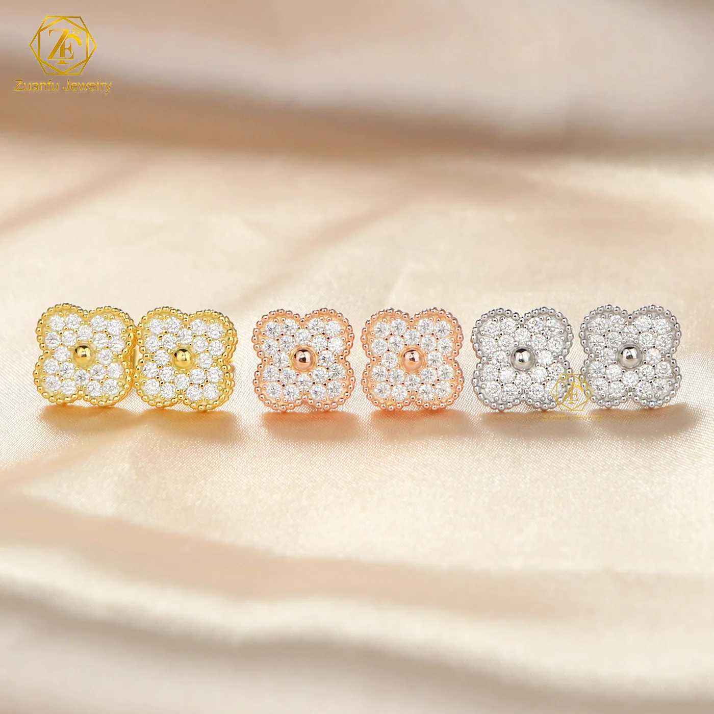 2025 Christmas High-End Anti-Allergy Four-leaf Clover Jewelry Set 925 Sterling Silver Agate Earrings Necklace Moissanite Gifts