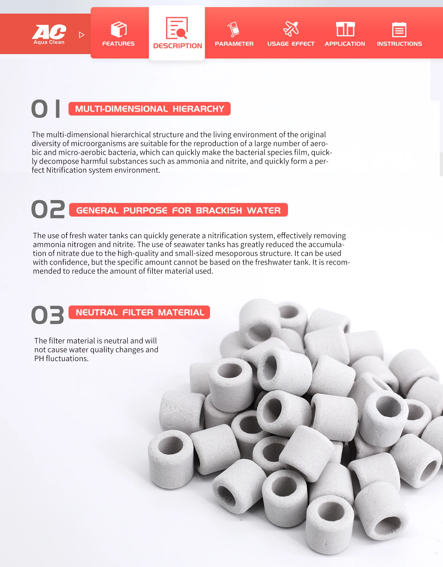 Aquarium Premier Bulk Bio Ceramic Rings Filter Media for Fresh Water, Sea Water Fish Tank Canister Filter, Reef Filter