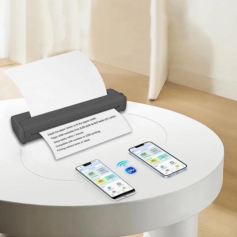HZTZ A4 Portable Bluetooth 203dpi Mini Thermal Photo Printer Black White Inkless Tattoo Sticker Printer for Home Office