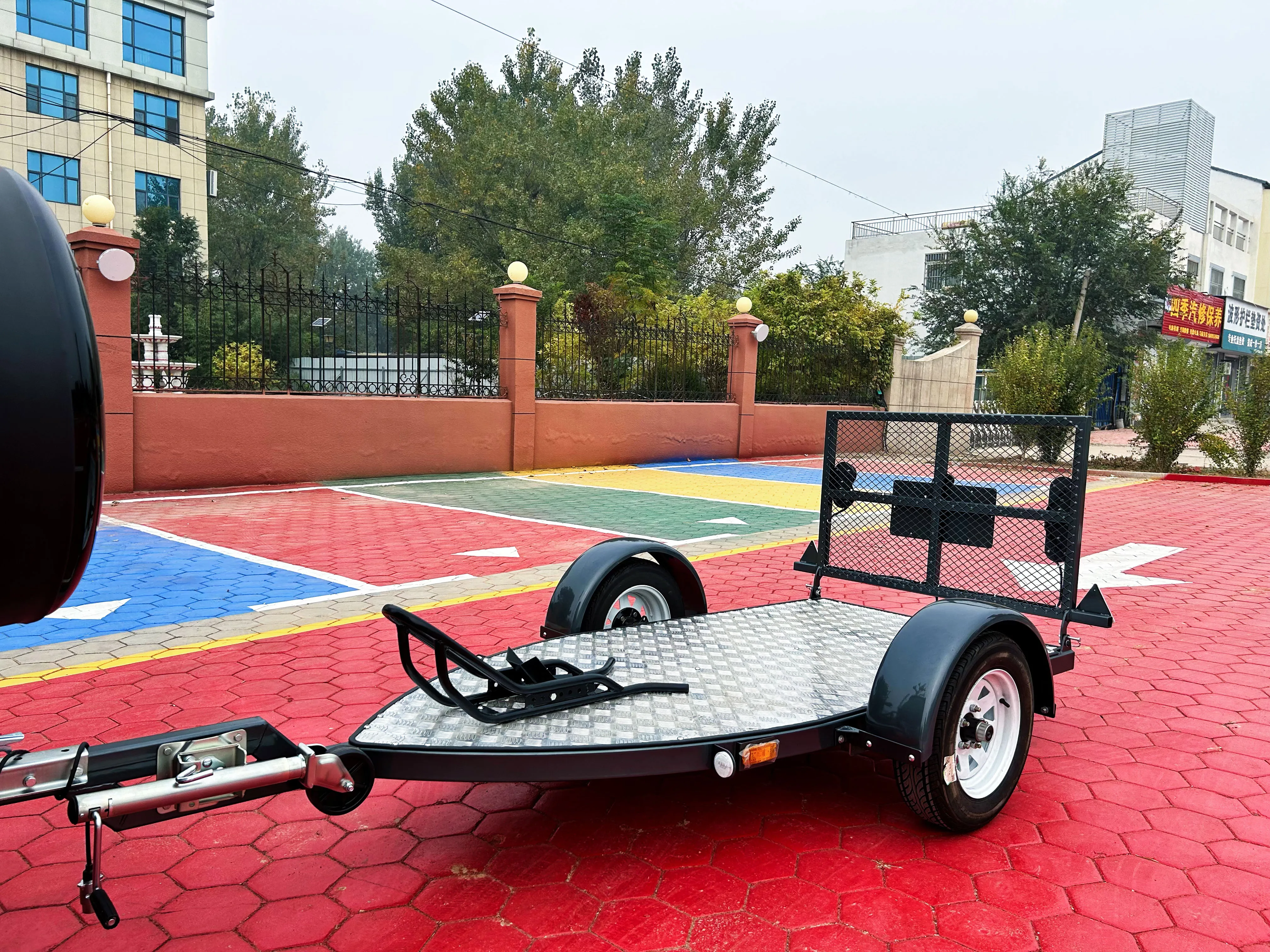 All-terrain single trailer motorcycle flatbed trailer, transport pallet truck, new upgrade, quality out of storage