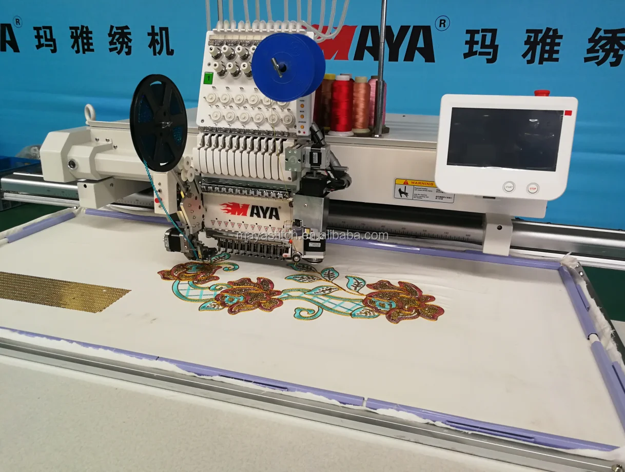 HIGH SPEED SINGLE HEAD TUBULAR/ CAP MAYA  EMBROIDERY MACHINE WITH BIG WORKING AREA