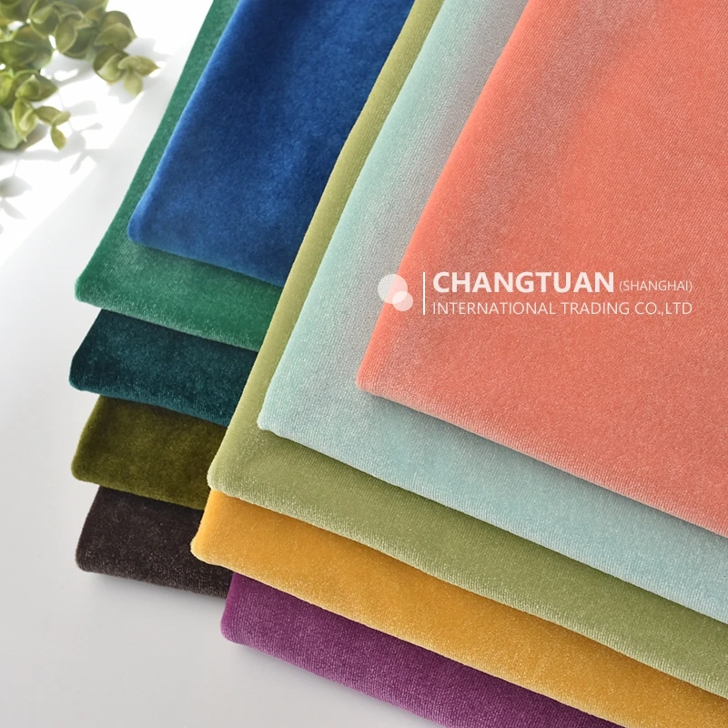 Popular 4 Way Stretch Polyester Velvet Material Fabric For Shirt Blouses Decoration Luxurious Stretch Velvet Dress Fabric