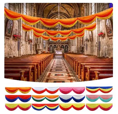 2/3/4/5/6/8M Curtain Swag Valance Drape For Party Event Decor Wedding Backdrop Curtains Stage Background DIY Table Skirt Swags