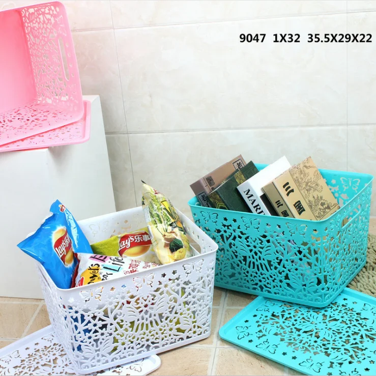 
High-Quality household laundry Rectangular storage Plastic Basket With handle 