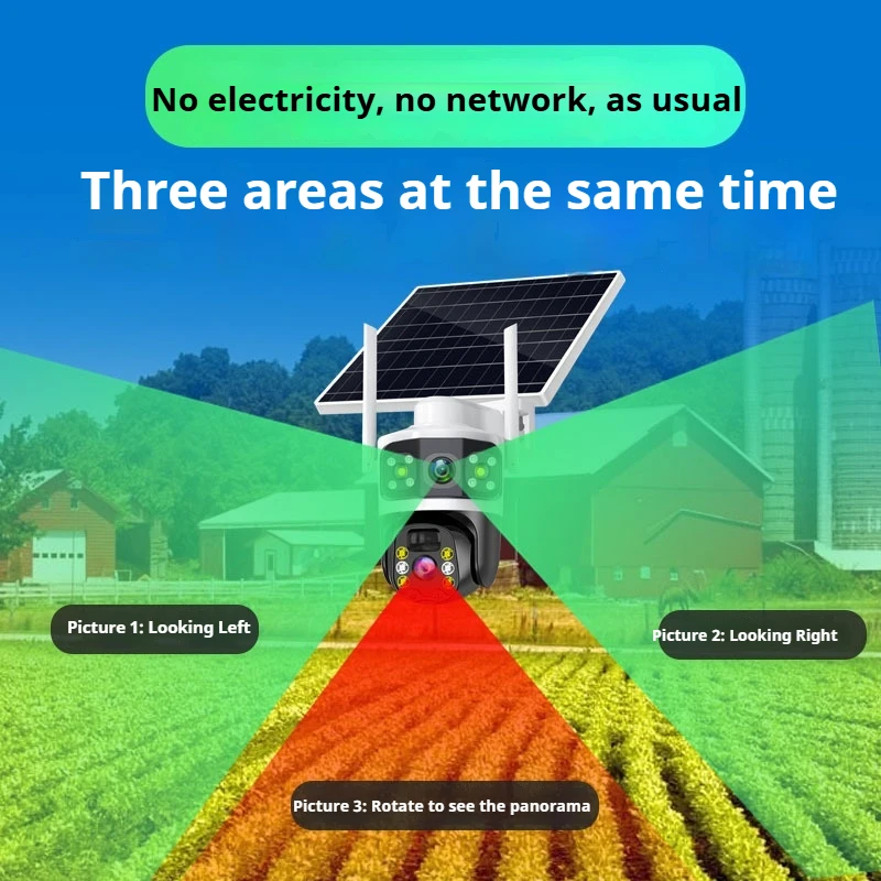 Outdoor WIFI Security Camera with Night Vision for Home Solar Powered CCTV Color Vision