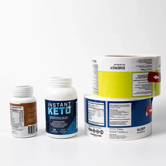 Yellow Blue Medicine Bottle Label Custom Free Logo Design  Labels Stickers Tag