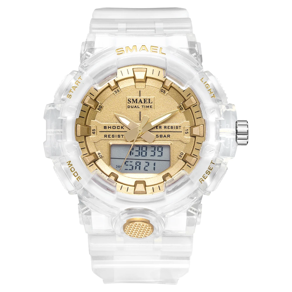 New Fashion Smael 8025 Transparent Silicone Watch Digital Wristwatches Men Watches Sport Clock