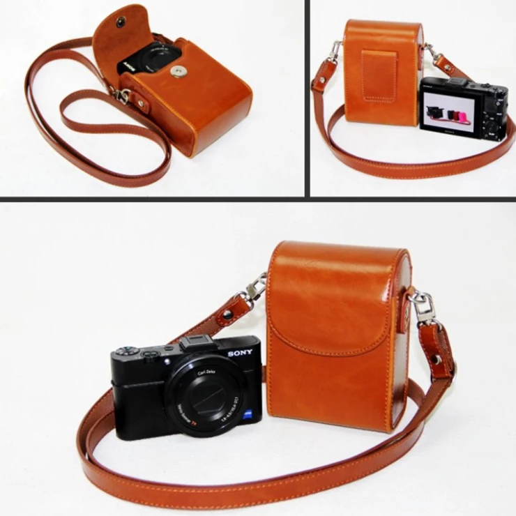 Unisex Shoulder Camera Bag Synthetic Leather Cameras Bag Organizer Men Women Messenger Bags Mirrorless Cameras Storage Pouch