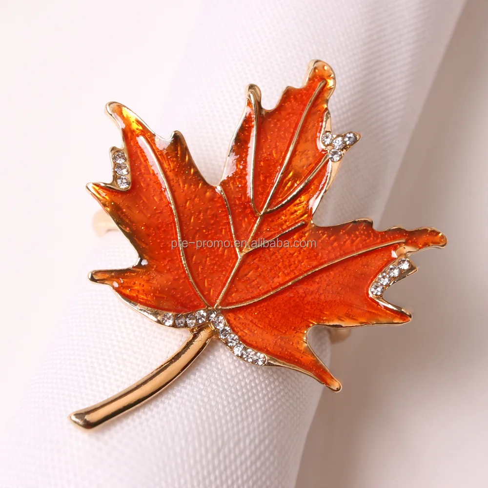 Wholesale Metal Wedding Diamonds Maple Napkin Ring