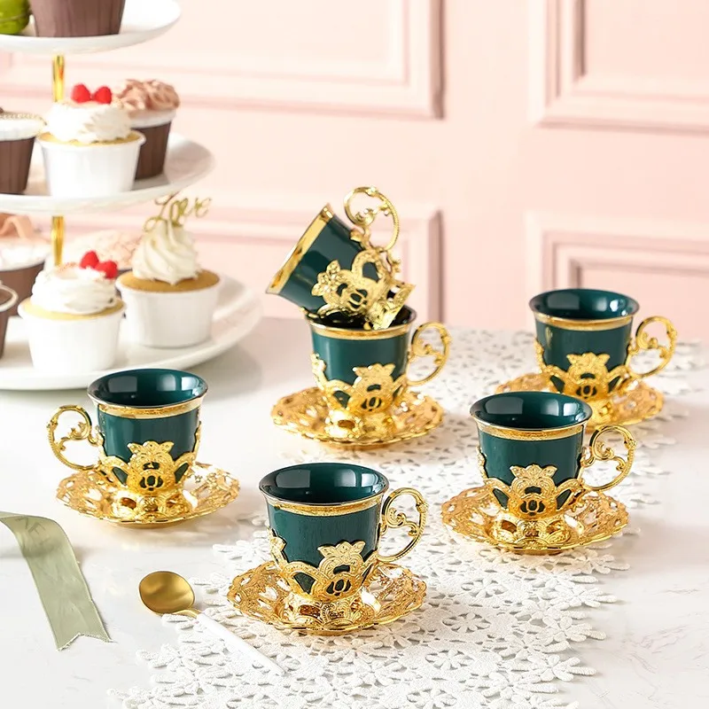 2022 European Style Small Size 80cc  Porcelain Tea Cups Coffee Sets  Coffee Cup and Saucer Set