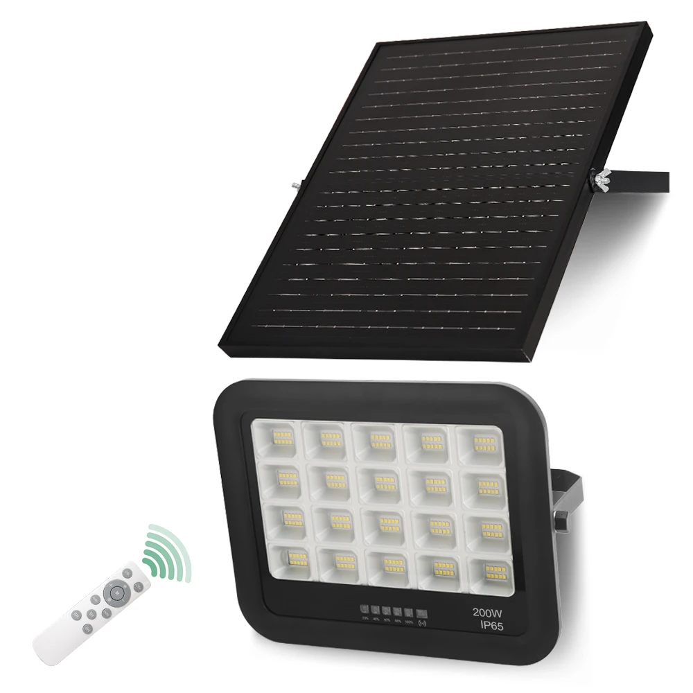 Solar Flood Lights Outdoor Reflector Solar 200 Watts 3000k-6500k Ip65 Waterproof Solar Powered Flood Lights With Remote Control