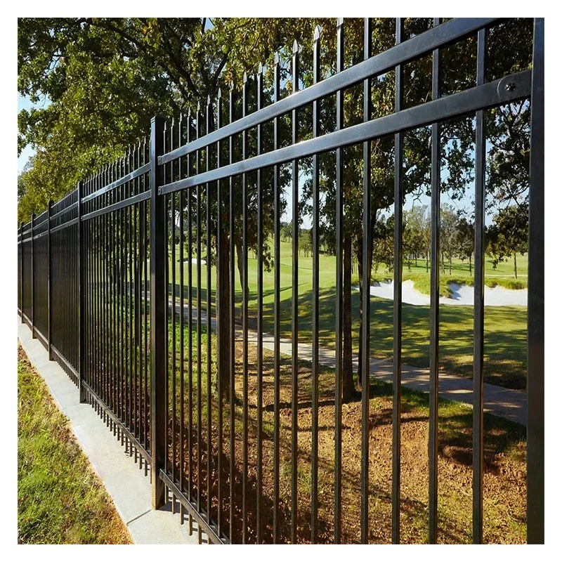 Classical Decorative Black Powder Metal Fence Panels Outdoor Garden Yard Galvanized Steel Fence