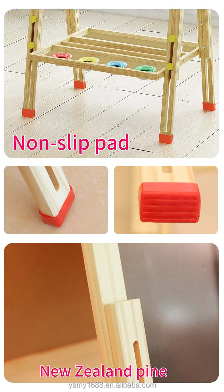 magnetic multifunction adjustable height wooden  Kid easel with double side