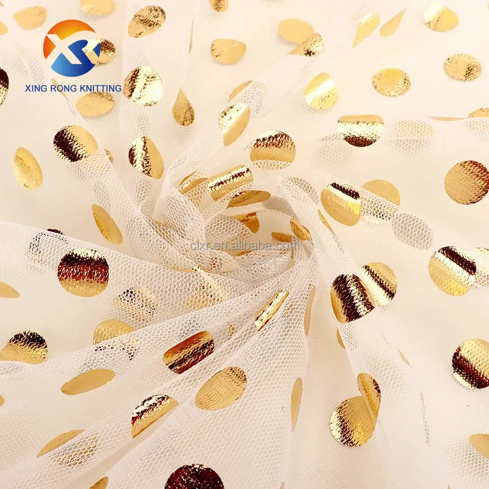 New Design Round Foil Printed Nylon Tulle Fabric Home Textile Waterproof Ripstop Tulle Fabric