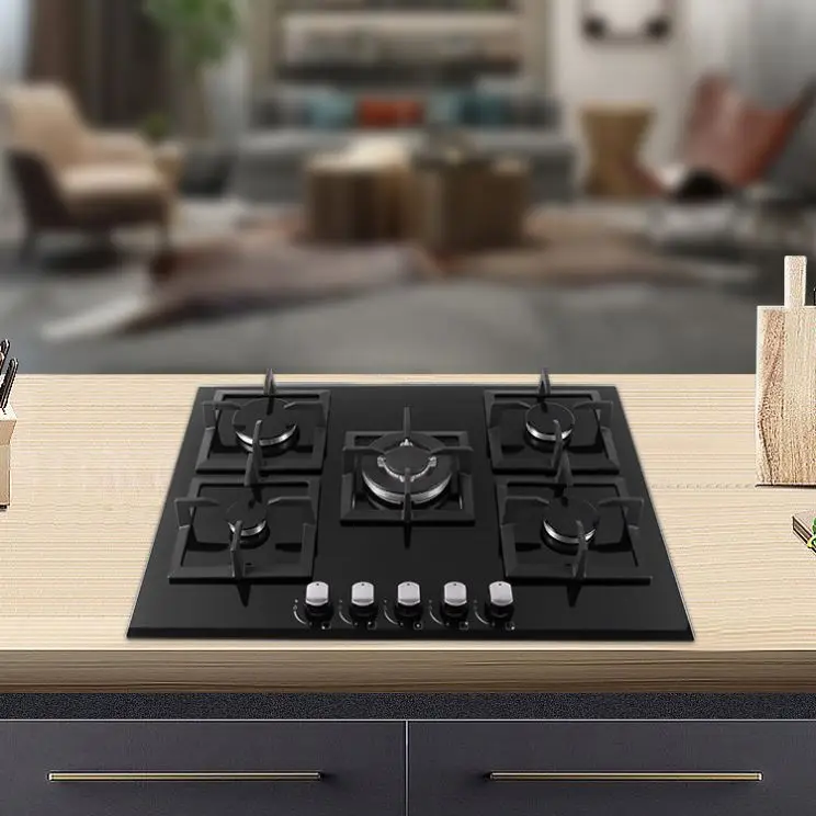 Custom or Standard 5 Burner Glass Gas Cooker Kitchen Appliances