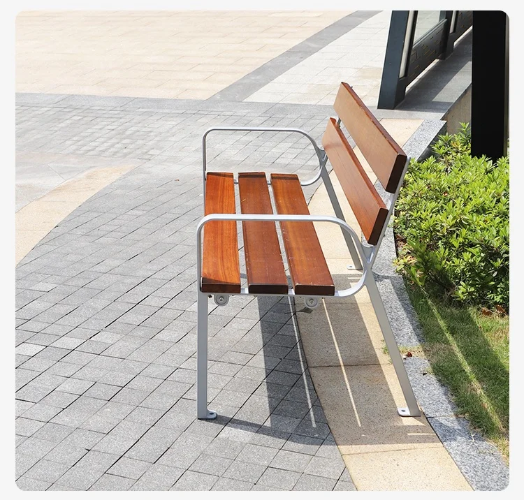 New Design Solid Wood Memorial Outdoor Bench with Armrests High Quality Town Park Garden Street Waiting