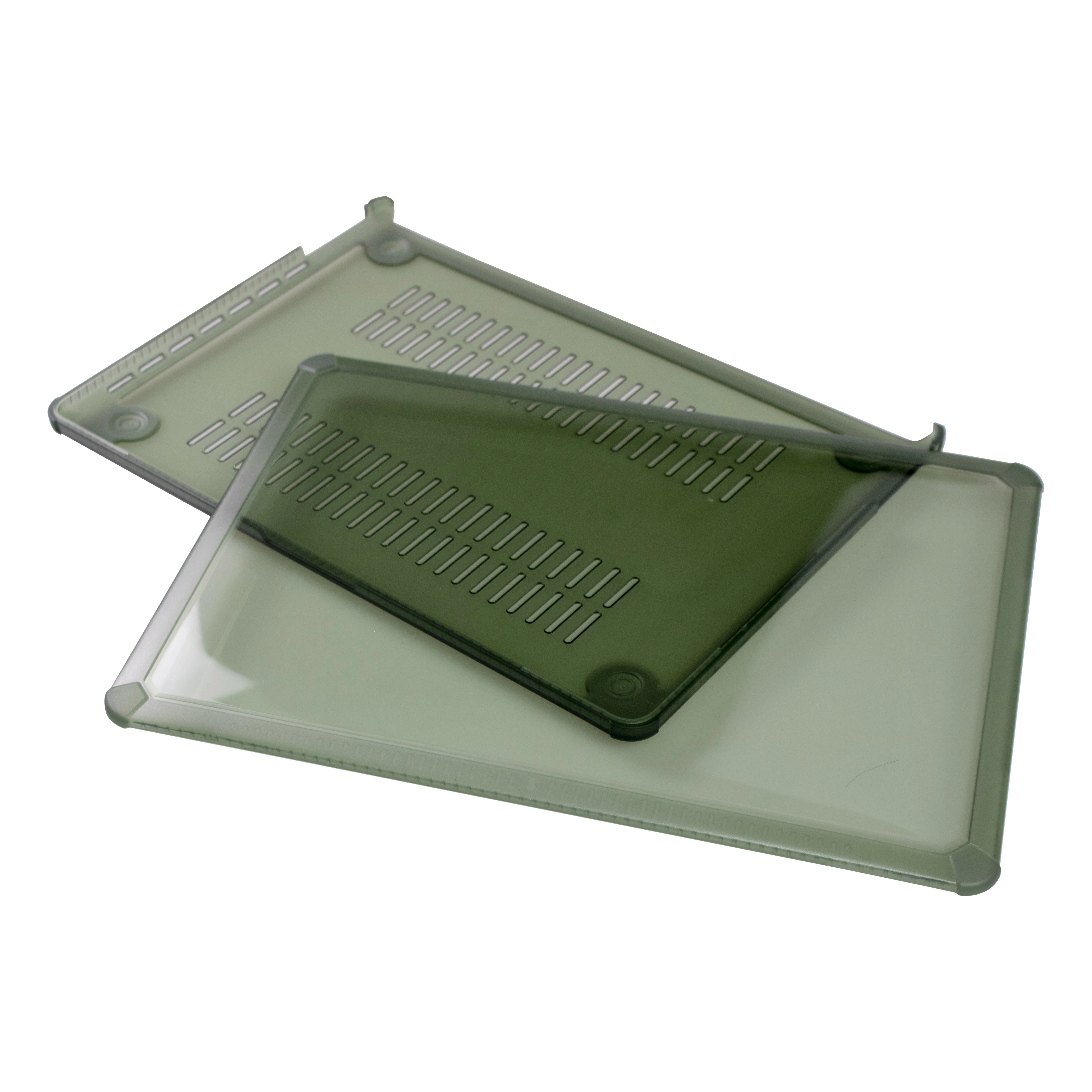 Mac book Pro Case 13 Inch Cover Transparent Green TPU PC Shockproof Protect Cases Corner Thicken with Anti-Slip Pad A2289/A2338