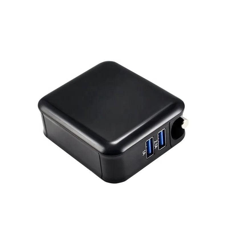 
Foldable Square Shaped US EU Plug Car/Wall Charger 5V 2.1A Dual Port Car Charger With 2 USB 