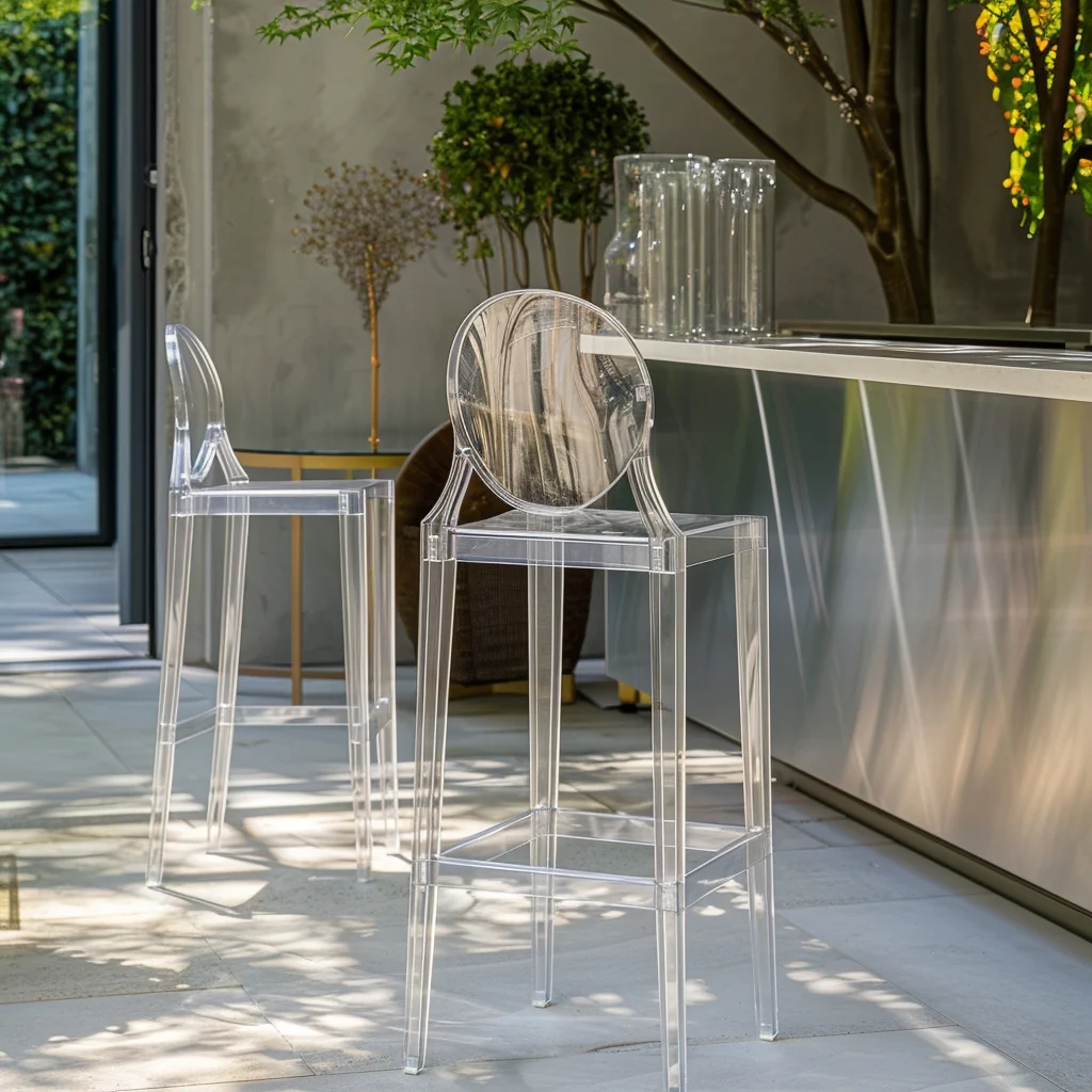 Wholesale Furniture Modern Simple Restaurant Plastic Resin Transparent Clear High Acrylic Kitchen Bar Stool