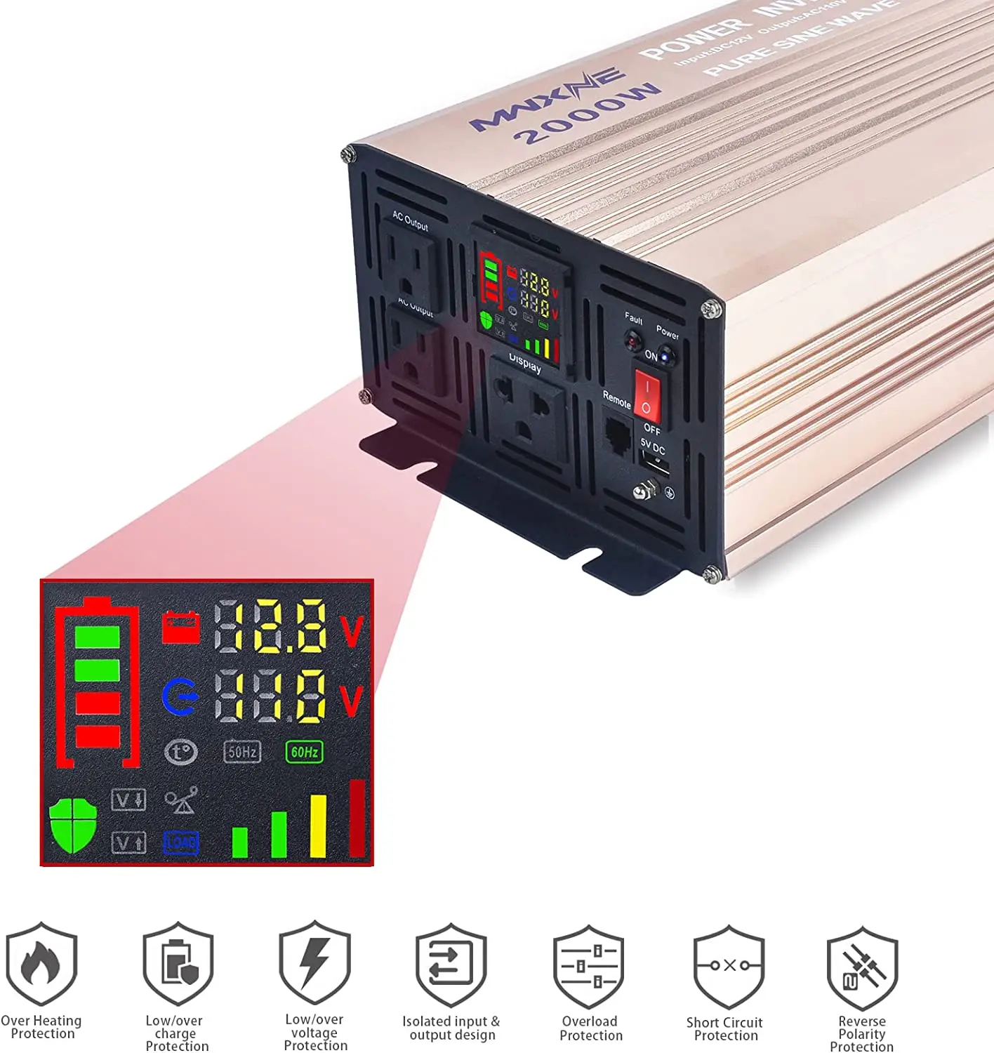 Высококачественный инвертор немодулированного синусоидального сигнала 12 В 24 постоянного тока в 110 переменного 220 1000 Вт 2000 3000 мощности для домашней