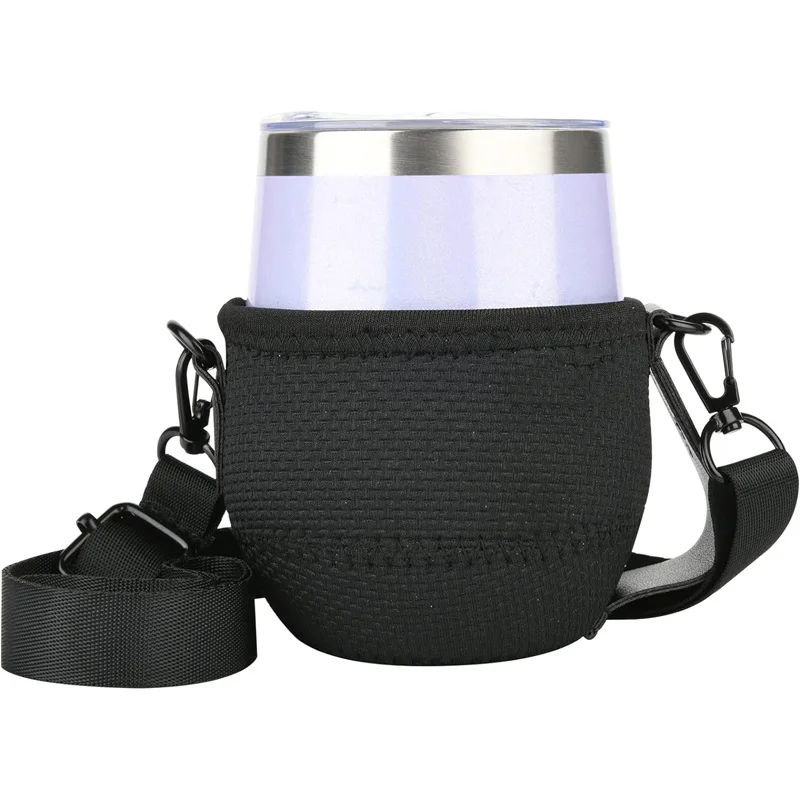 Stemless Wine Glass Insulator Holder with Adjustable Neck Strap for Walk Tasting Festival Event