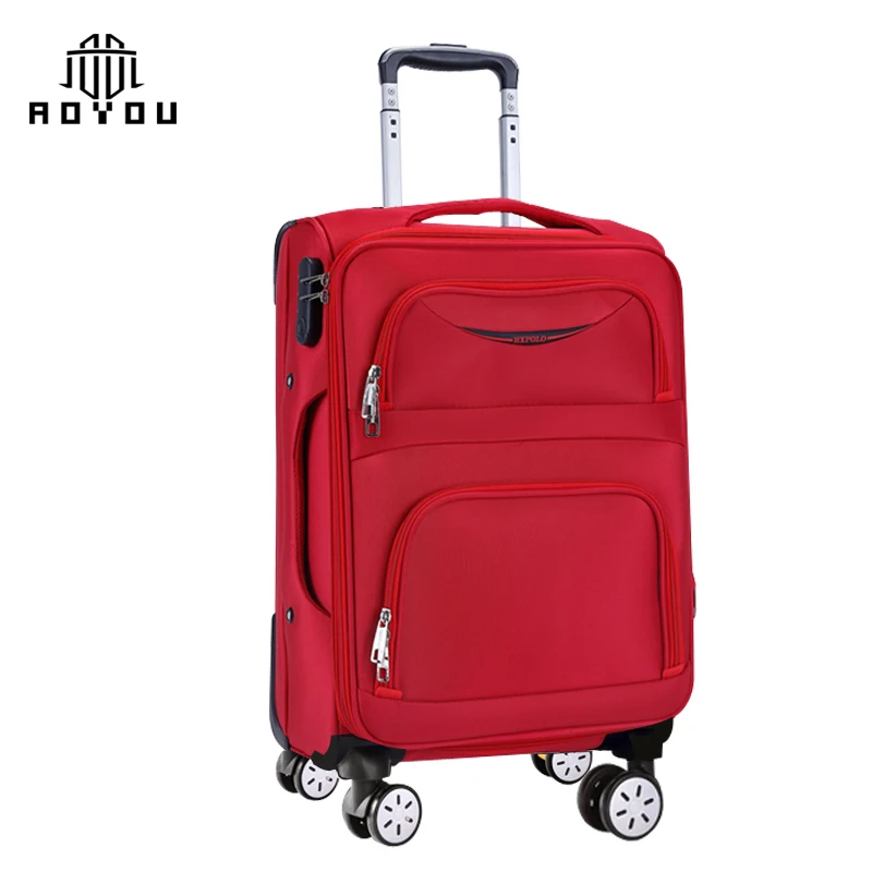 hot selling cloth single luggage soft fabric suitcase and carry on type trolley luggage universal wheels and combination lock