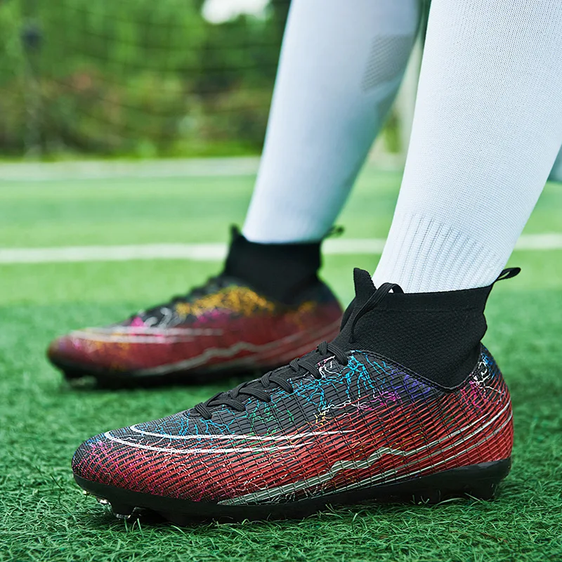 Wholesale hot selling high top tf broken nails ag nails leather training football shoes  men casual sports running shoes