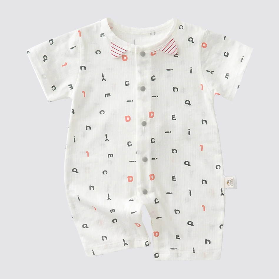 
Our factory direct sales new hot summer short sleeve animal letter pattern cotton high quality baby clothes 